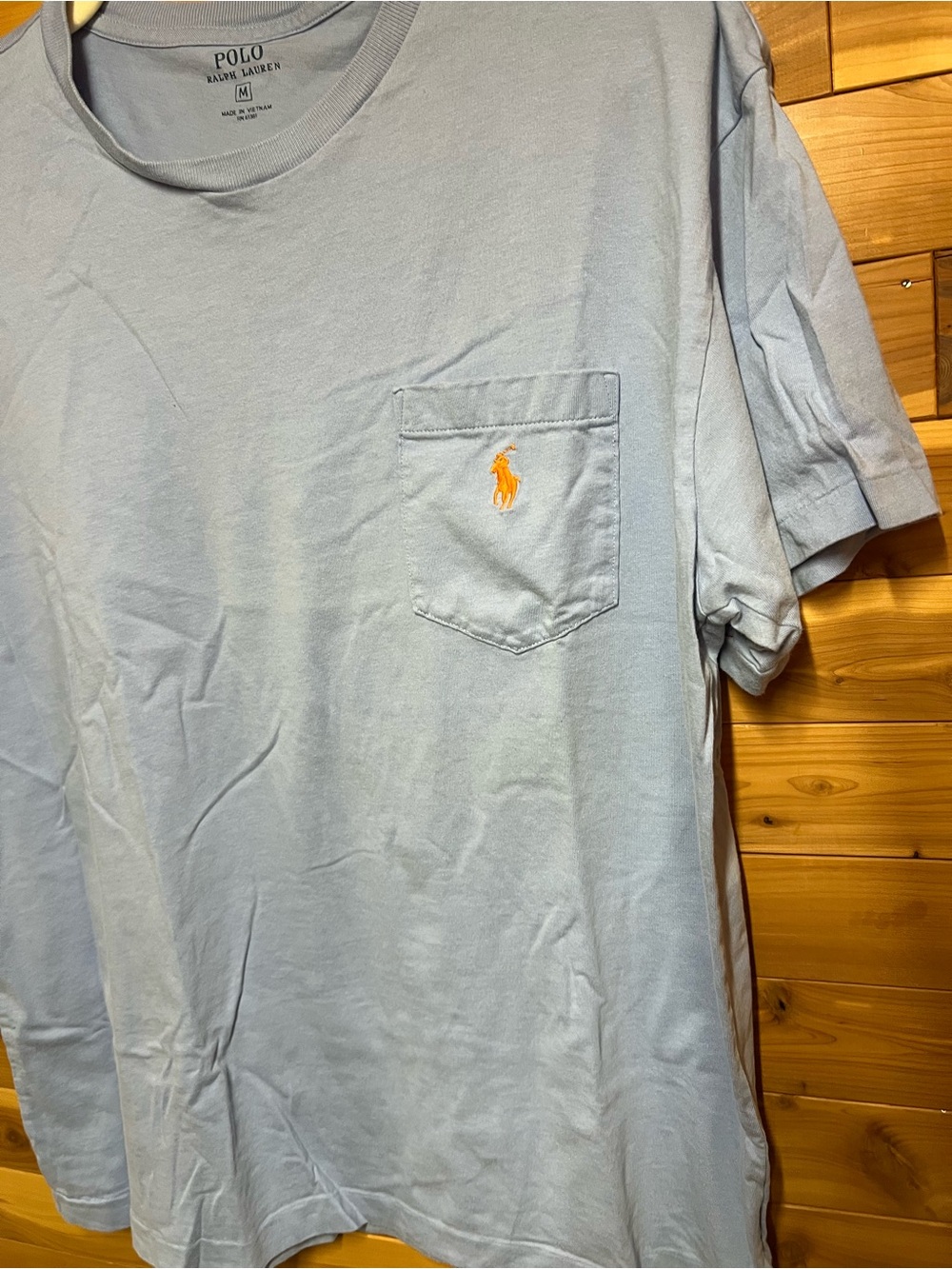 Polo by Ralph Lauren Light Blue Short-Sleeve Pocket Tee with Orange Pony